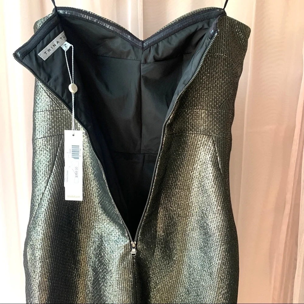 SOLD Trina Turk Volare Metallic Strapless Cocktail Dress w/ Sweetheart Neckline - Picture 6 of 16